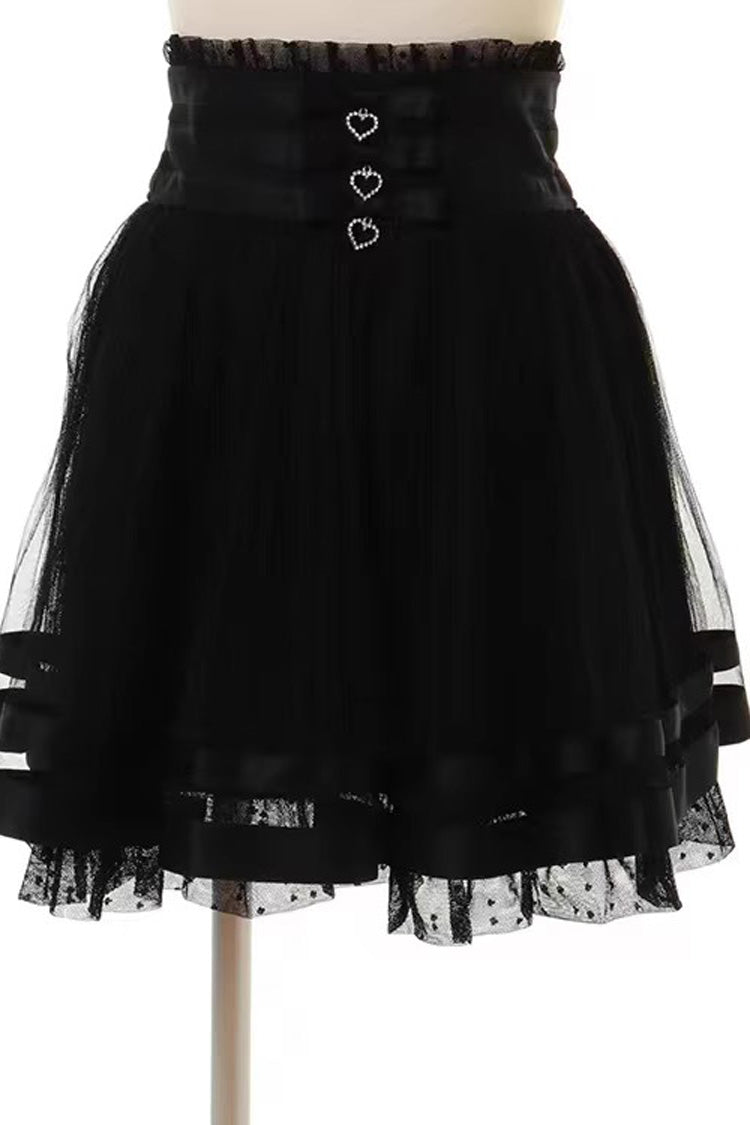 Multi Layered Ruffle Lace Sweet Jirai Skirt in Three Shades