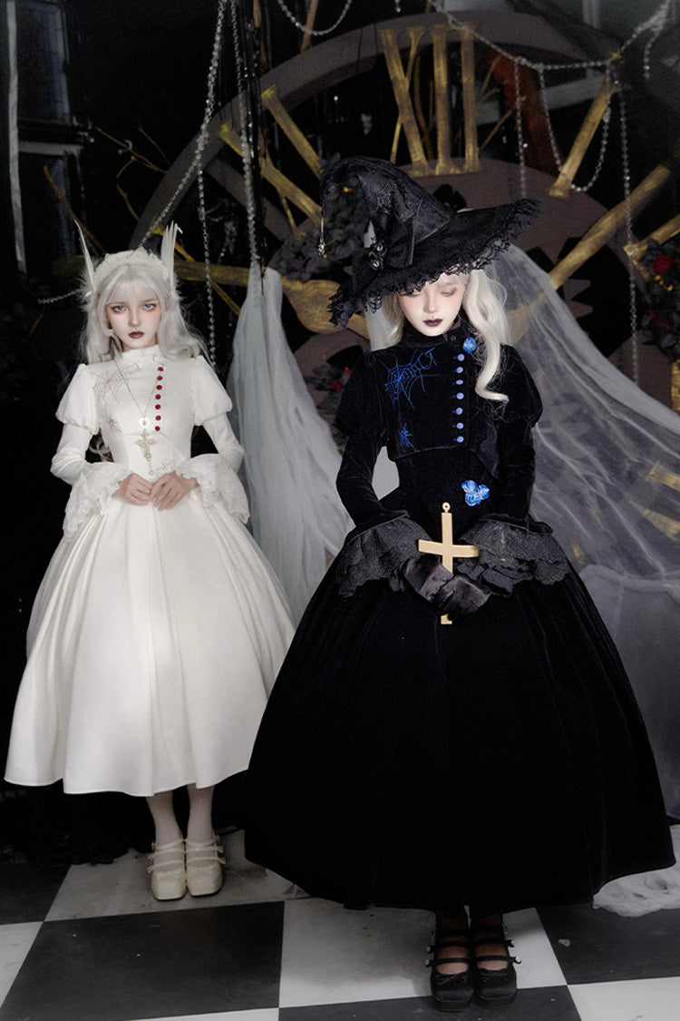 Gothic Corset Dress with Embroidery and Fishbone Detail - Night Poems, 2 Hues