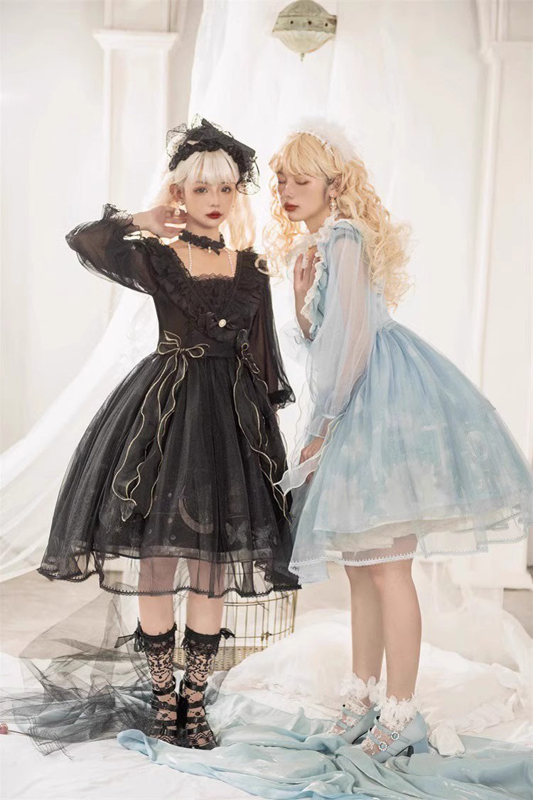 Planet Butterfly Printed Gothic Lolita Dress - Bowknot Classic