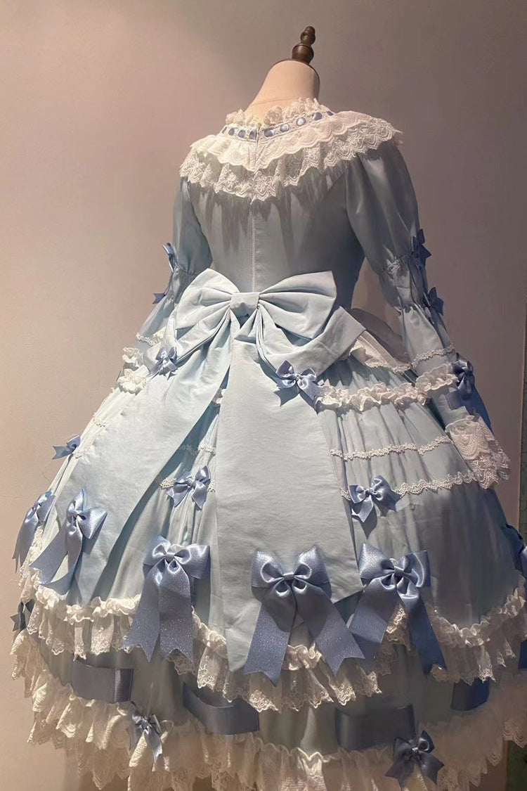 Indigo Round Collar Trumpet Sleeve Bridal Sweet Princess Lolita Dress