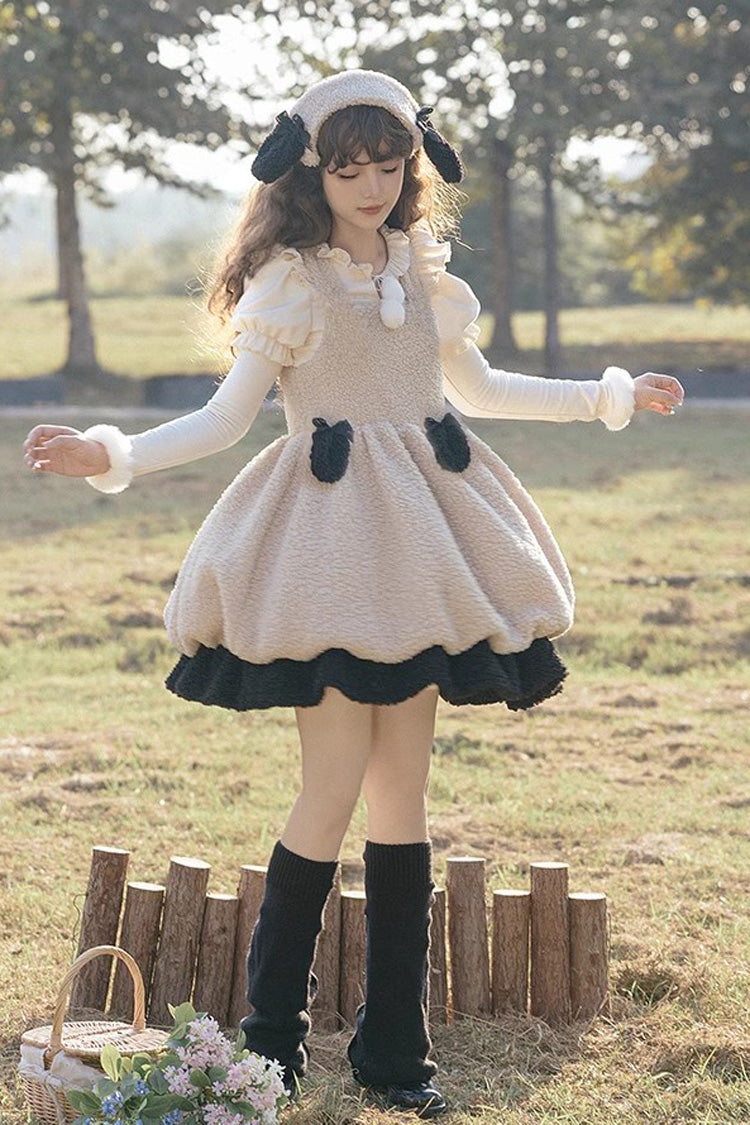 Ivory Cute Ollie The Sheep Autumn Winter Sweet Lolita Jsk Dress