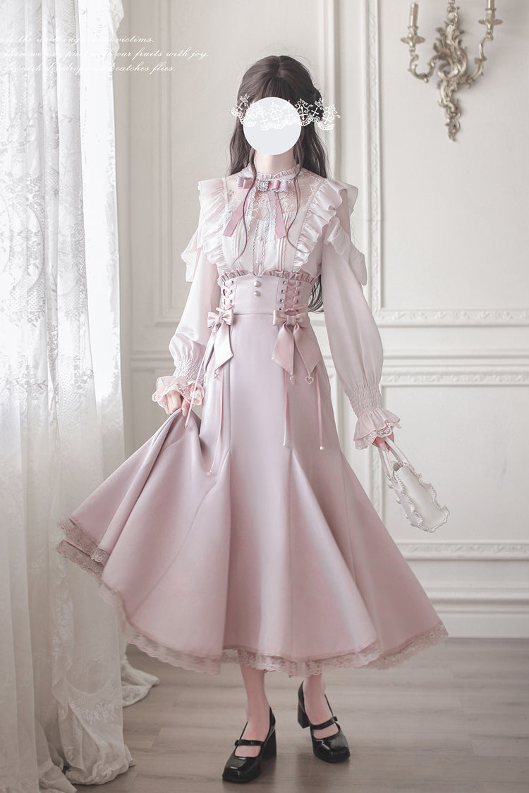 Pink Ruffle Slim Elegant Fishtail Skirt Dress - Sweet Lolita