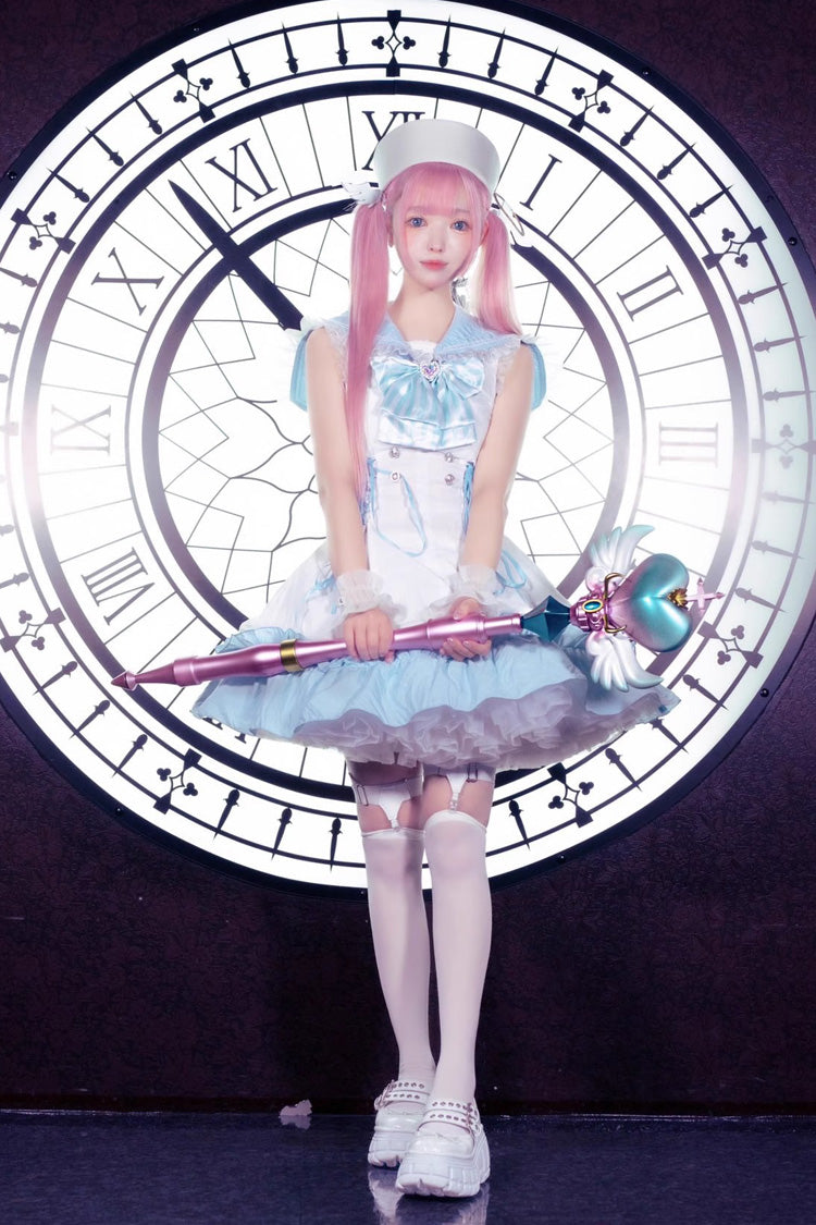 Jirai Kei Dress with Doll Collar and Ruffle Bow - Magical Girl, 2 Hues