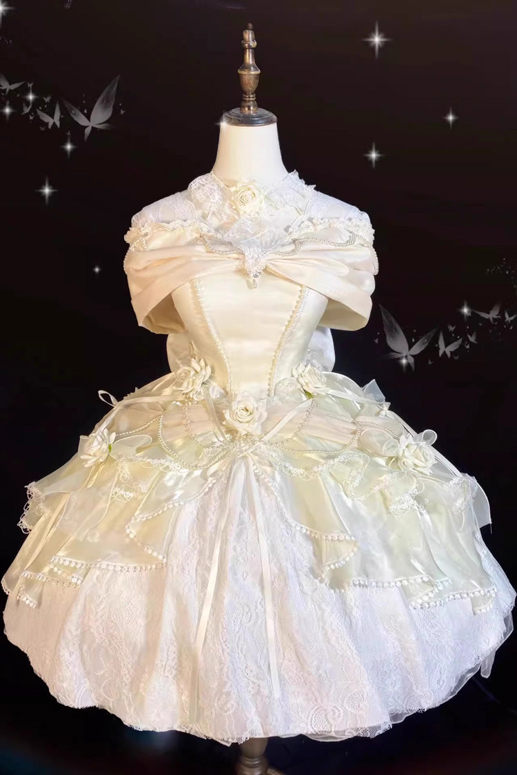 Ivory Hanayome Off-Shoulder Sweet Lolita Cardigan Dress
