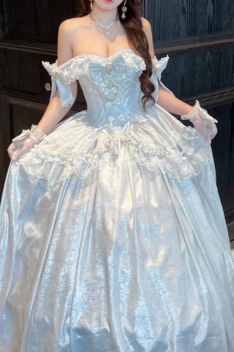 Sleeveless Ruffled Bow Strapless Elegant Lolita Gown