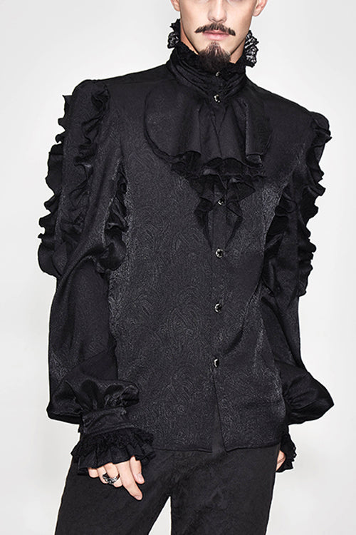 Midnight Vampire Gothic Blouse with Ruffled Sleeves