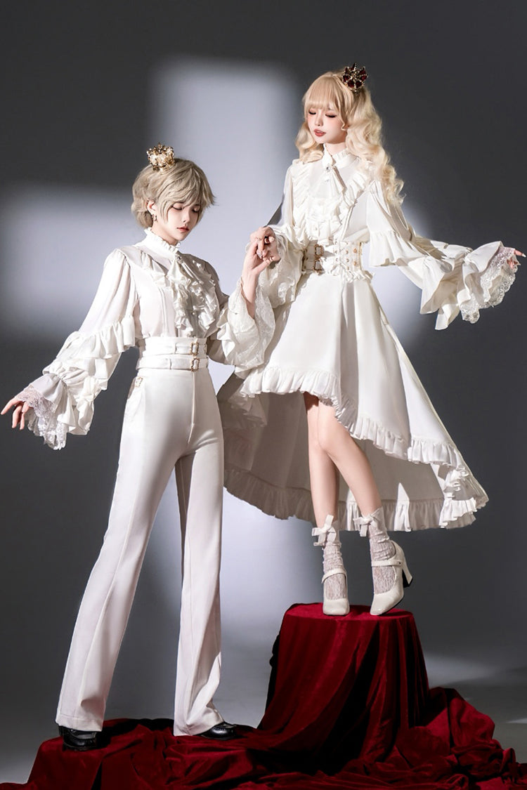 Ivory Ouji Skirt Pants with Ruffled Long Sleeves - Day and Night Song