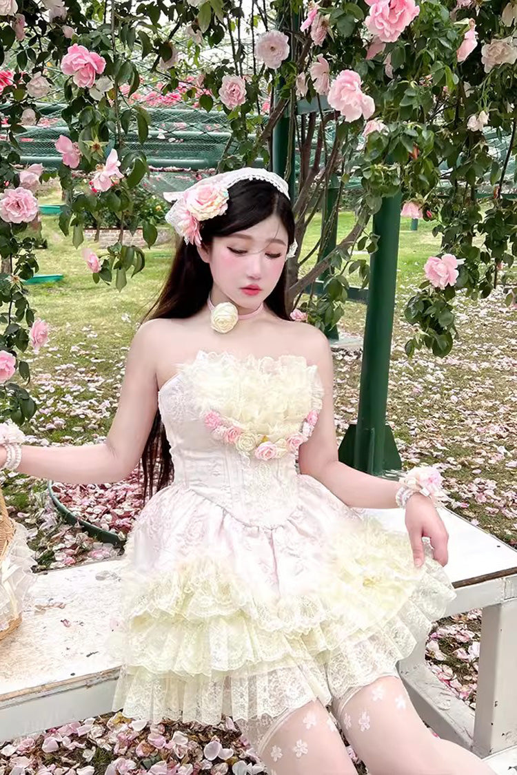 Rose Love Goddess Ruffle Lace Lolita Skirt Set