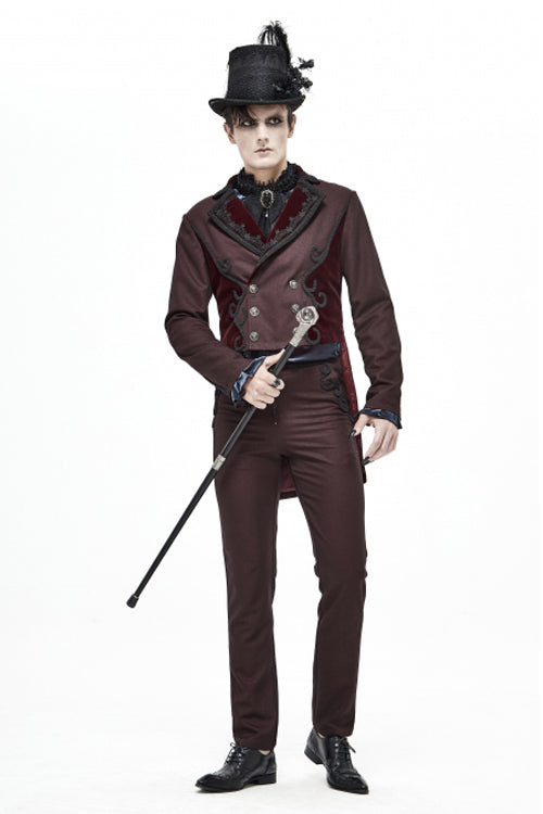 Twill Suit Material Side Pocket Floral Webbing Gothic Men's Pants