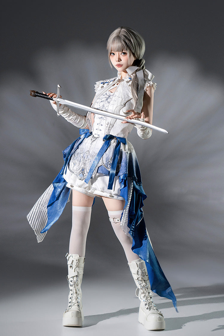 Ivory Prince Shorts with Chinese Style Ruffles - Dragon Bones