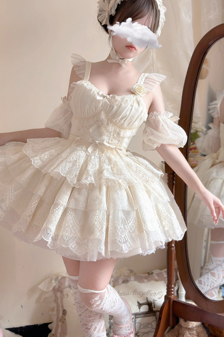 Ivory Triple-Layer Sweet Skirt with Bow - Tidal