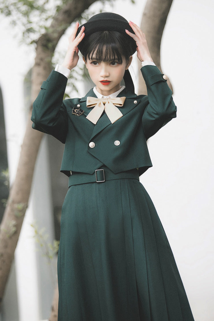 Green Artemis Collegiate Elegant Lolita Jumper Dress
