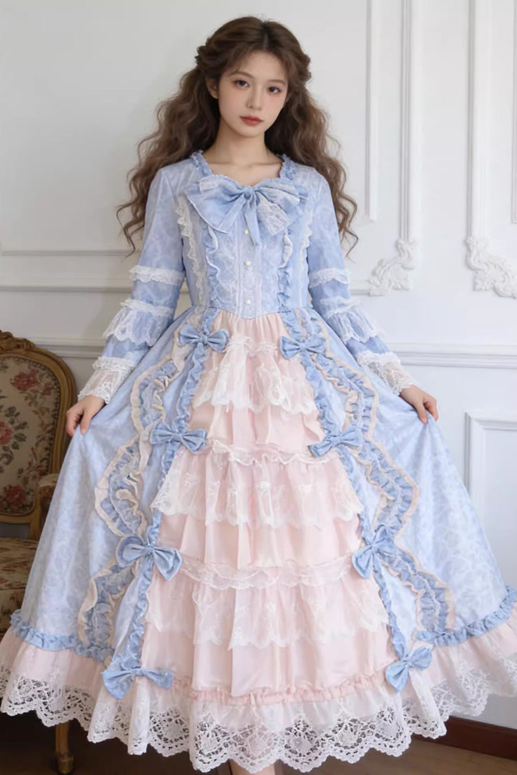 Victorian Lace Princess Dress - Plus Size Ruffled Front Bow