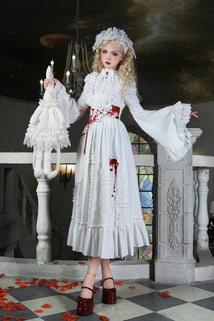 Ivory Gothic Dress Set with Hime Sleeves and Lace - Cross Doll