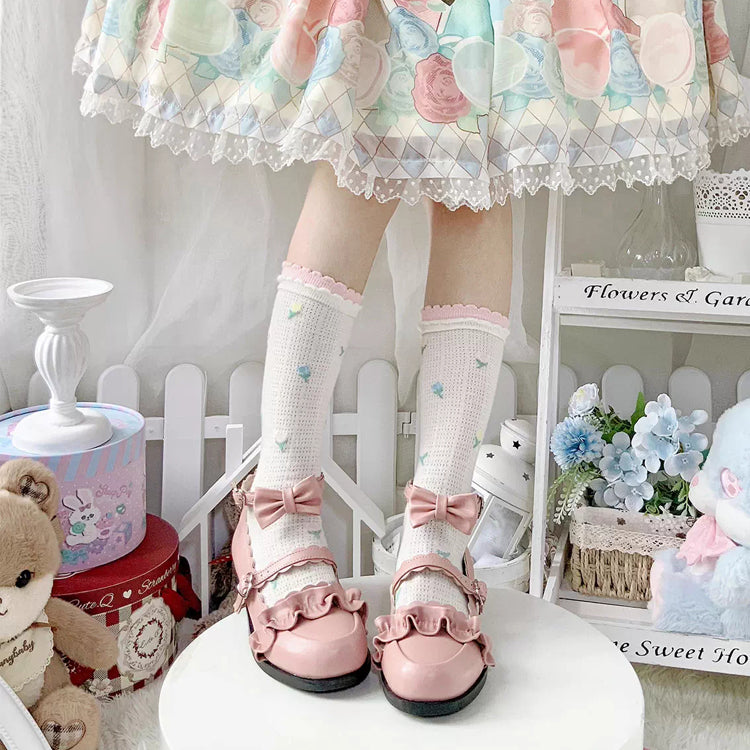 Ruffled Bowknot Mary Janes - Kawaii Lolita Shoes