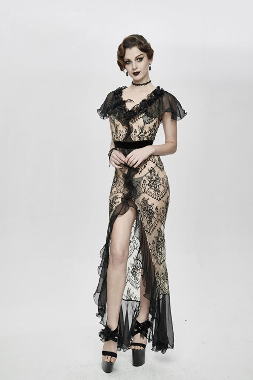 Sheer Chiffon Long Split Sleeve Gothic Maxi Dress
