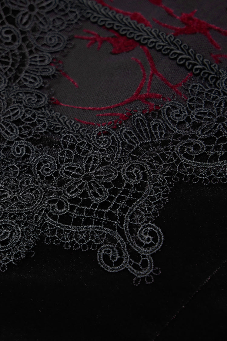 Sleeveless Lace-Up Mesh Stitching Gothic Dress
