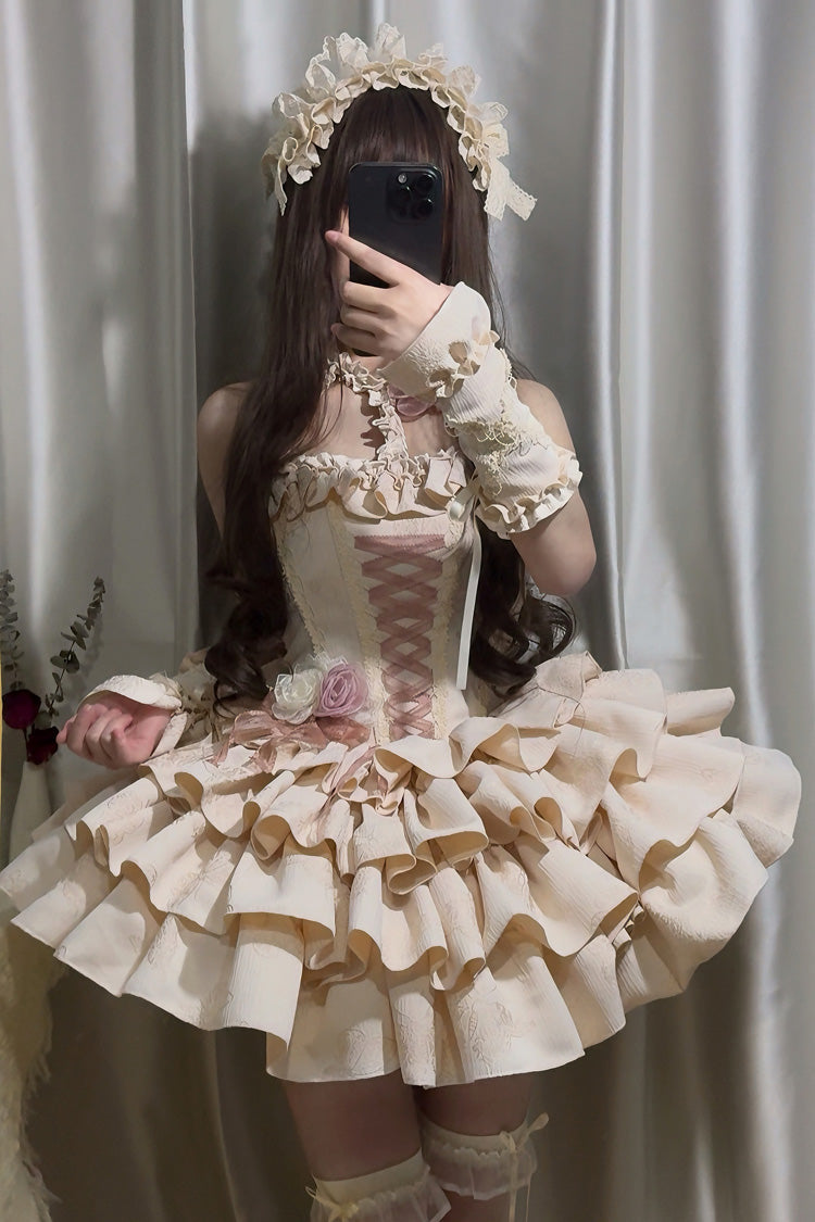 Halterneck Sleeveless Ruffled Bow Corset Sweet Lolita Dress