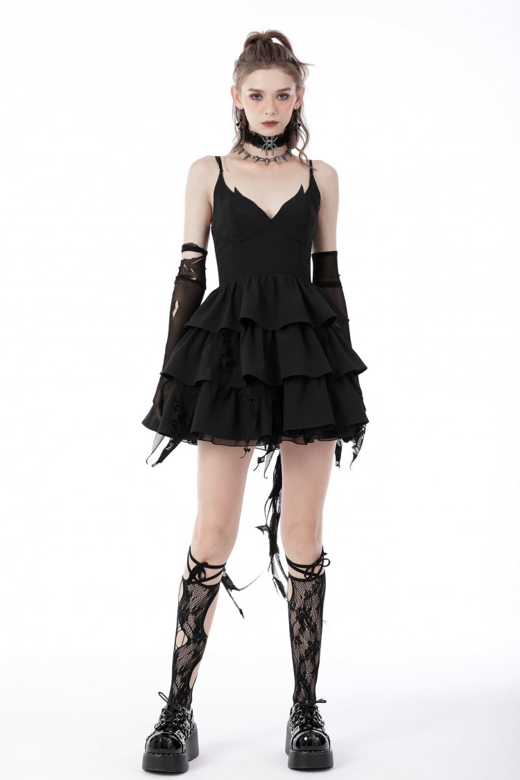 Umbra Punk Slip Dress with Layered Lace-Up and Strapless Cut