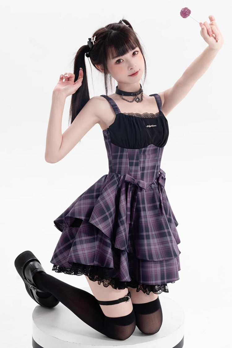 Violet Magic Cat Double Stripe Printed Bow Lolita Jumper
