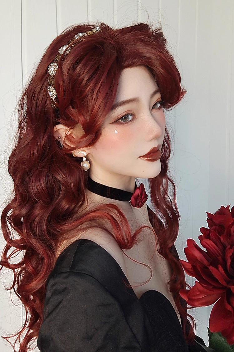 Villain Miss Dark Red Curly Sweet Lolita Wig