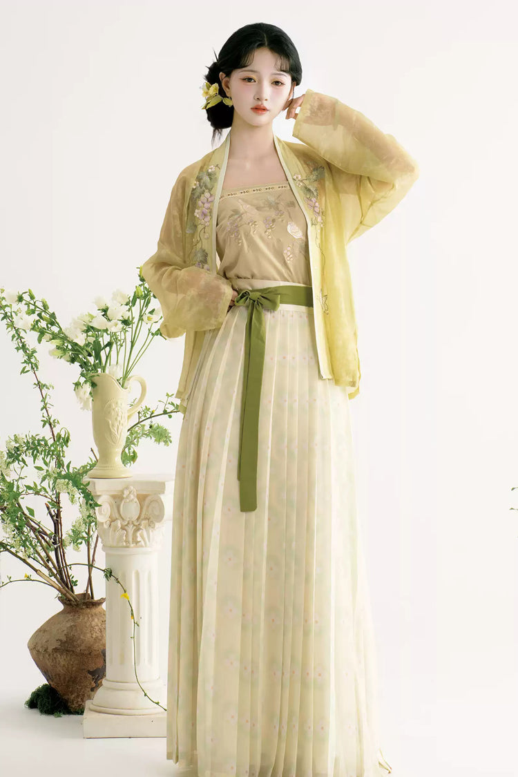 Green Apricot Embroidered High-Waist Hanfu Set