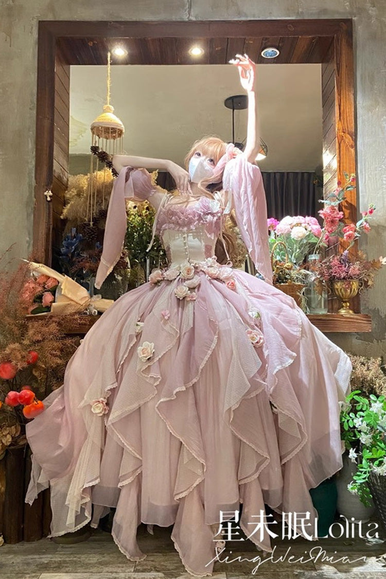 Praise of the Flower Goddess Off Shoulder Lolita JSK with Hanayome Ruffles