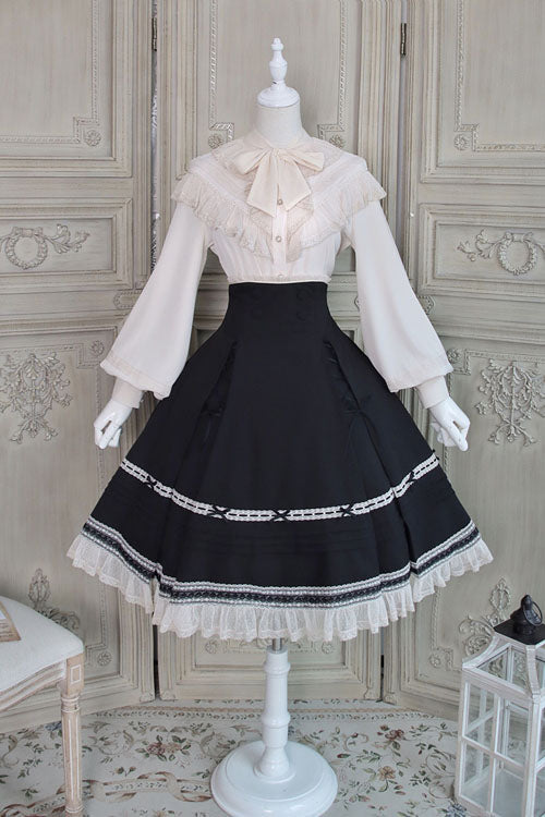 Baroque Manor Bowknot High-Waisted Ruffled Sweet Lolita Skirt, Three Colors
