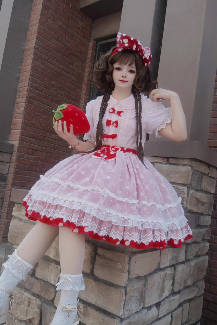 Printed Ruffled Bow Sweet Lolita Skirt