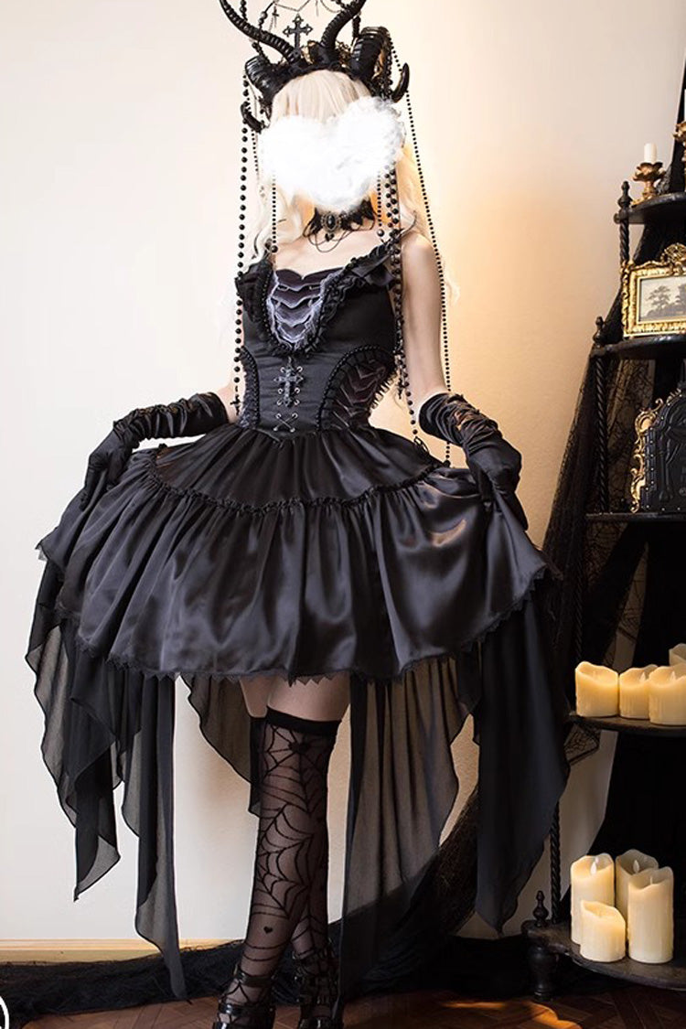 Black Goat of the Forest Lace Up Gothic Elegant Lolita Dress
