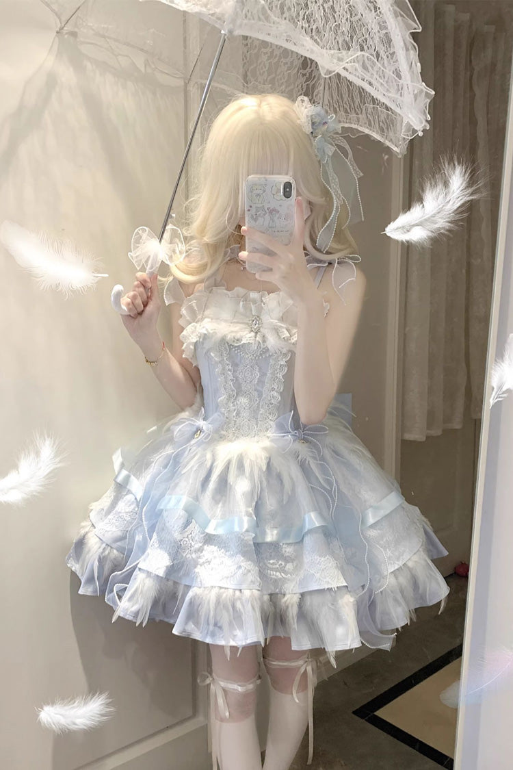 Wings Arrival Multilayer Ruffle Ballet Sweet Elegant Lolita Jumper Dress 3 Colors