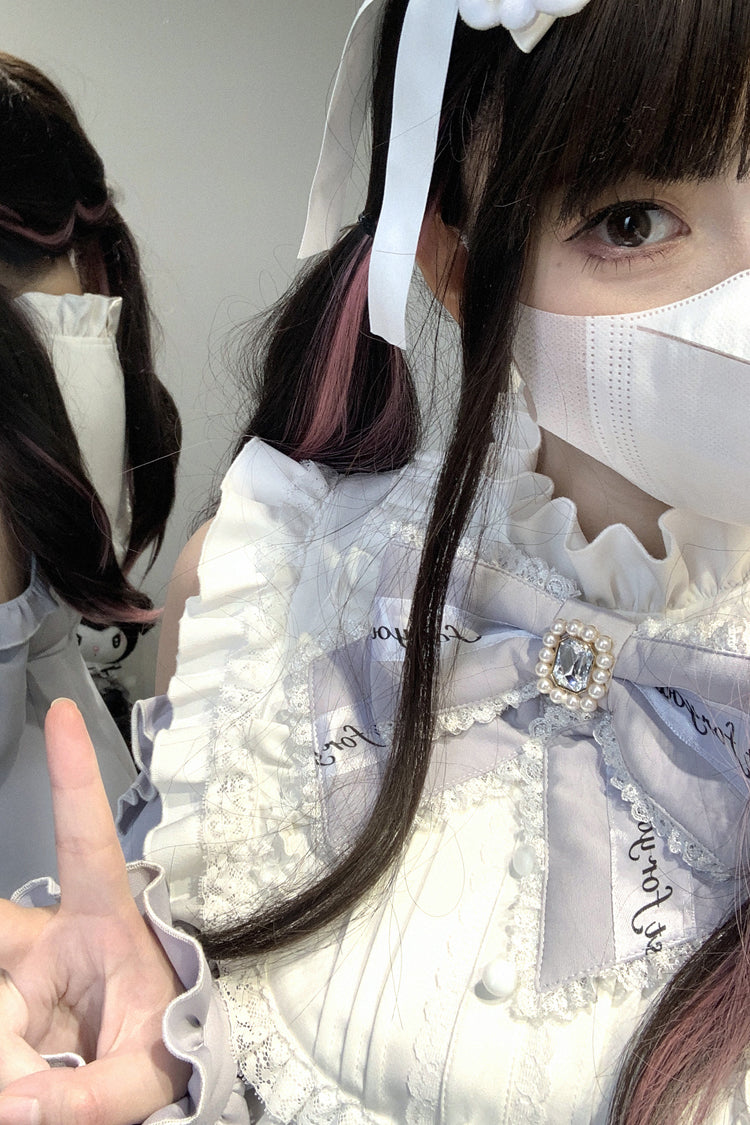 Light Blue [Rose Princess] Off Shoulder Long Sleeve Ruffle Bowknot Gothic Jirai Kei Gown