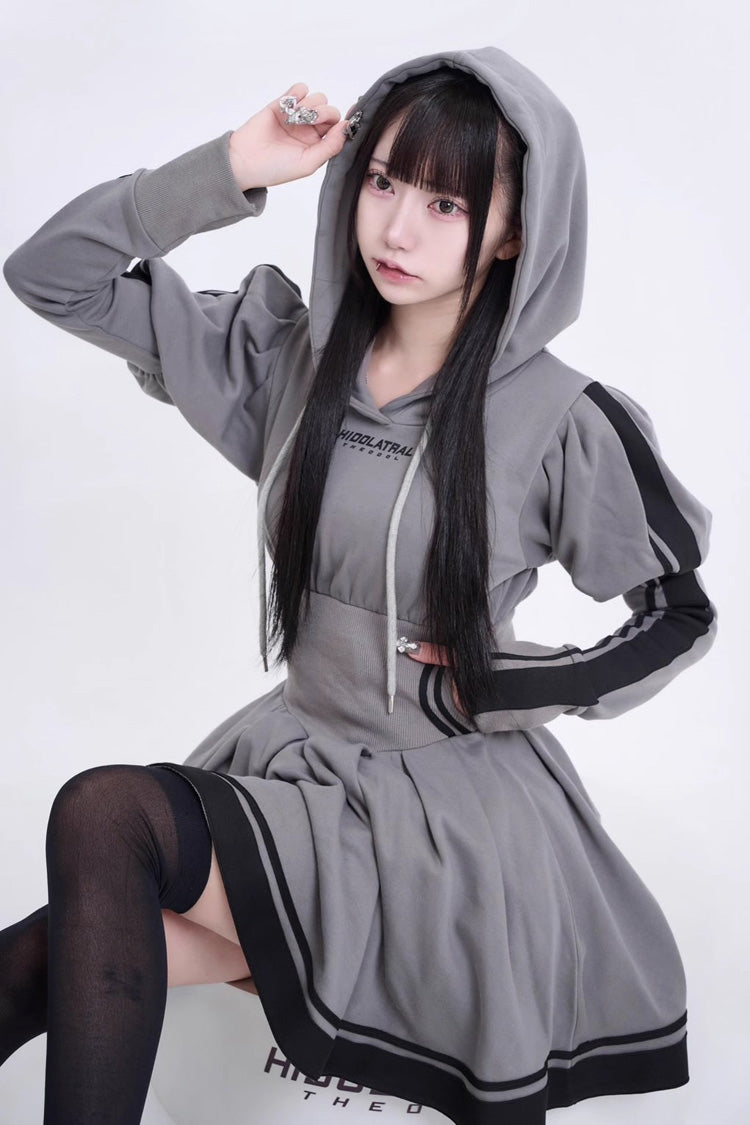 Punk Knit Midi Dress with Ribbon Accents - Jirai Kei