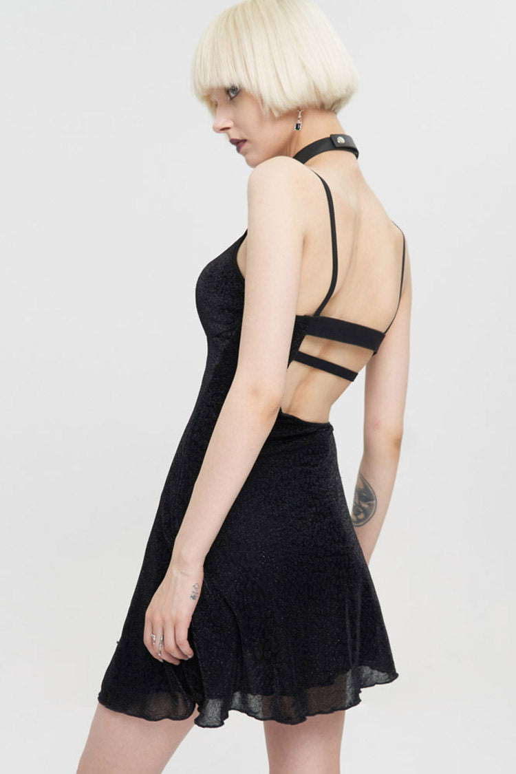 Chest Cross Straps Suspenders Backless Punk Dress