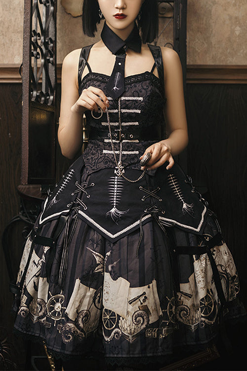 Pirate Ship Print Gothic Lolita JSK Dress Full Set