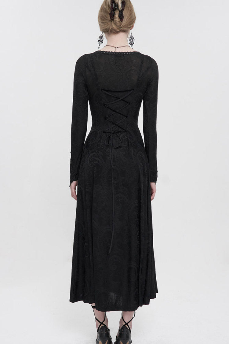 Long Knit Symmetrical Applique Chest String Gothic Dress