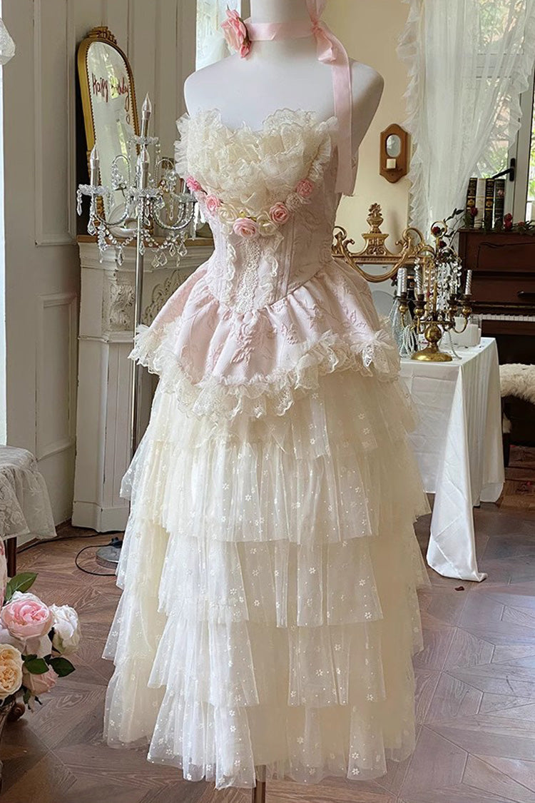Rose Love Goddess Ruffle Lace Lolita Maxi Skirt Set