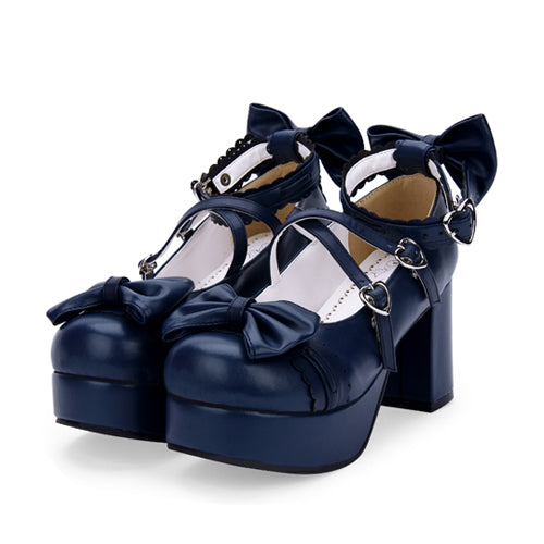 Ribbon Rounded-Toe Girly Lolita High-Heel Pumps