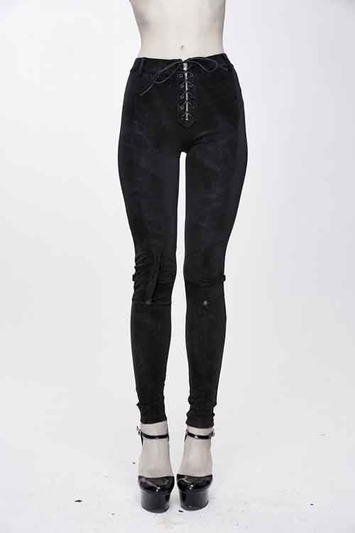 Punk Stretchy Fitted Women's Pants with Bags