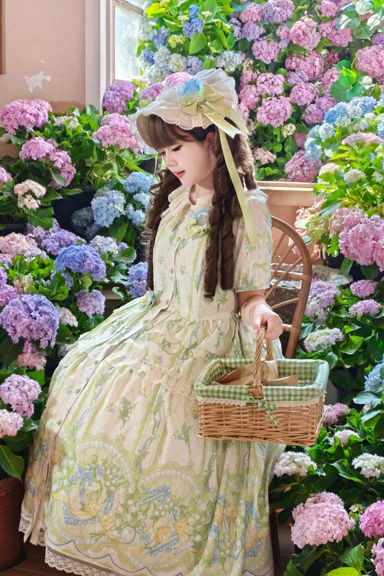 Tea Doll Collar Printed Lace OP - Plus Size Sweet Lolita