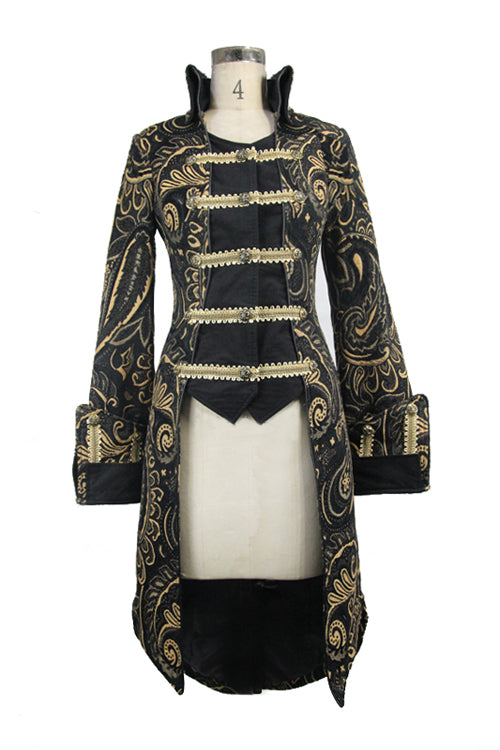 Gold Fake Two-Piece Pirate Costume Gothic Women's Coat
