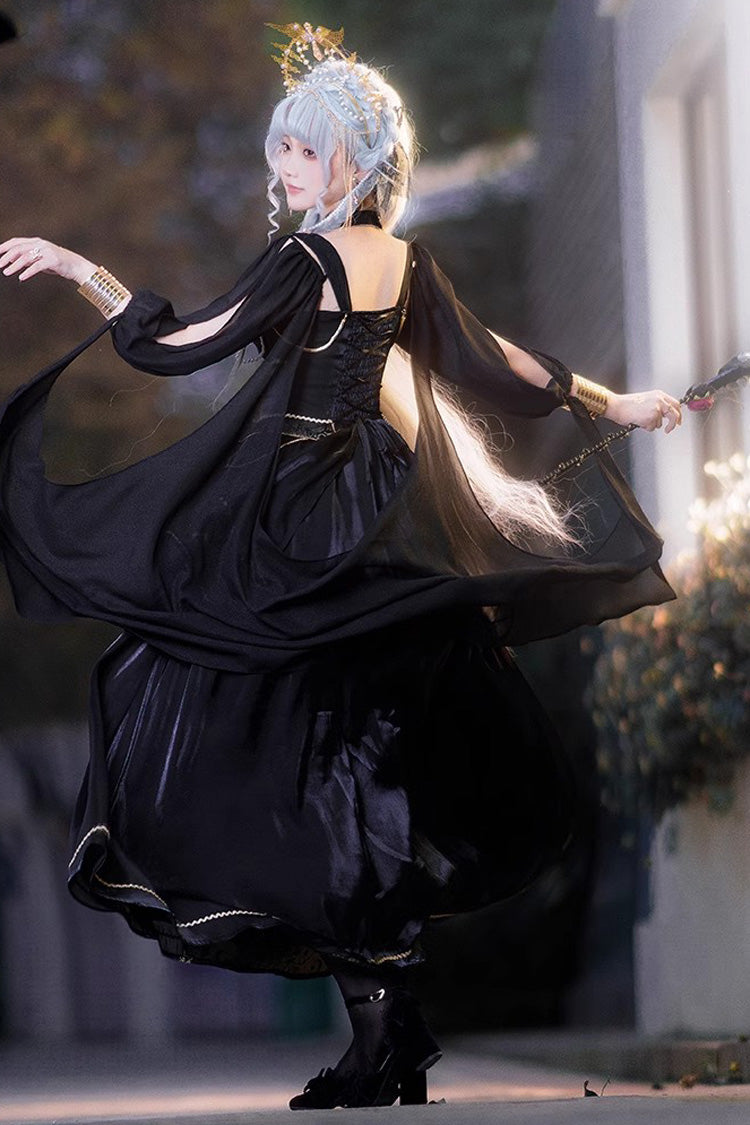 Gorgeous JSK Lolita Dress with Horus Print and Ruffled Details