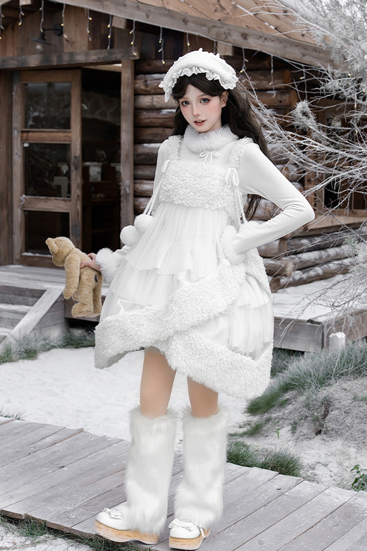Triple Ruffled Bow Sweet Lolita JSK Outfit