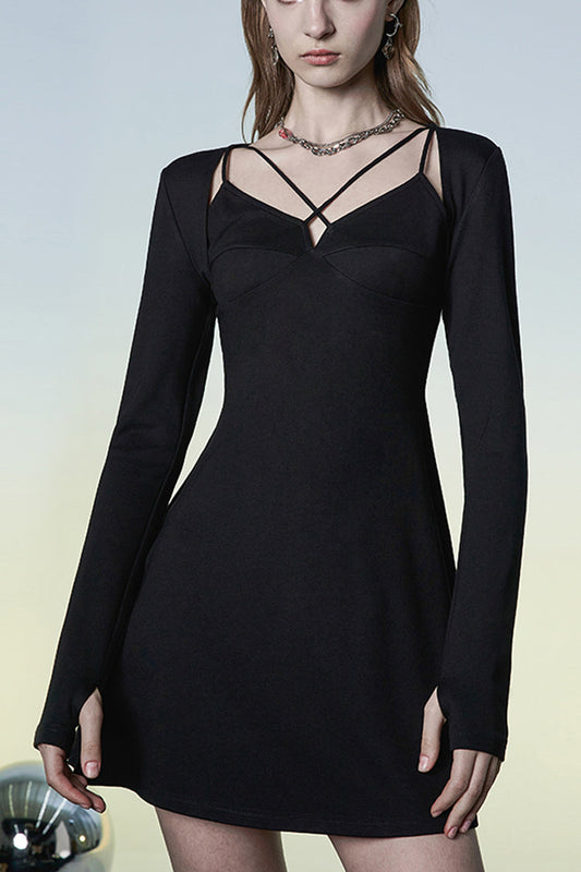 Two-Piece Fitted Strap A-Line Slip Punk Dress