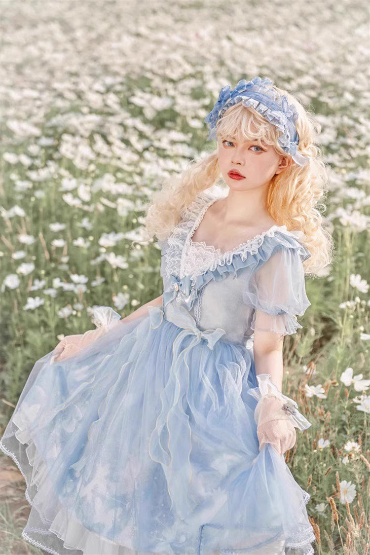 Planet Butterfly Printed Gothic Lolita Dress - Bowknot Classic