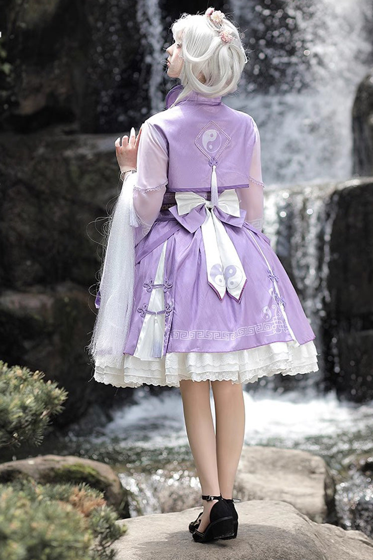 Multi Print Taoist Priest Motif Ruffle Sweet Chinese Lolita JSK