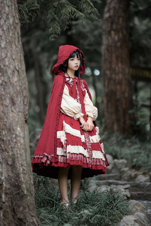 Christmas Bowknot High-Waist Ruffled OP Dress with Lapel Collar