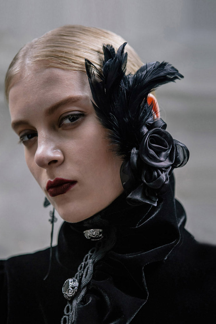 Black Gauze Rose Gothic Hair Accessory for Women
