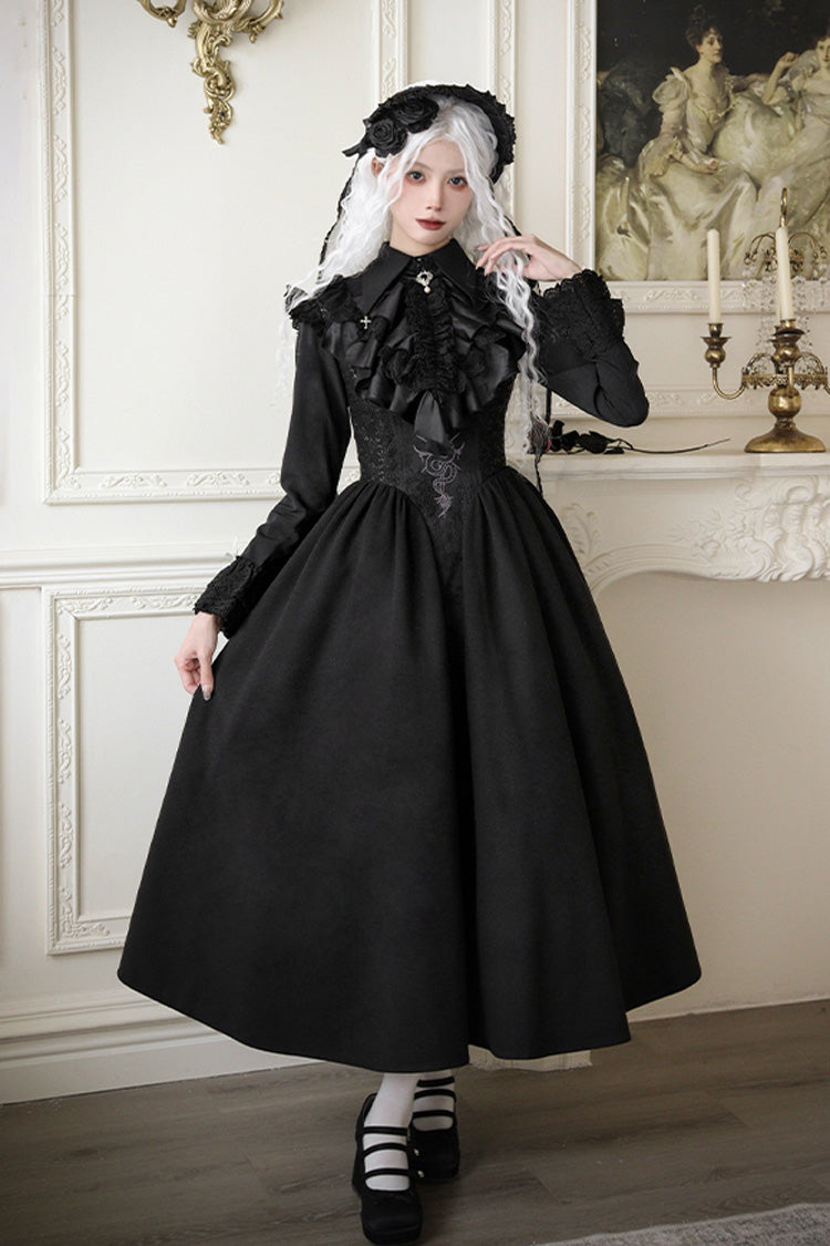 Black Cross Snake Print Embroidery Gothic Lolita Strap Dress