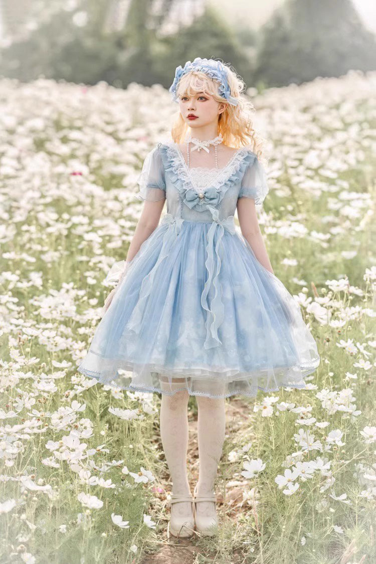 Planet Butterfly Printed Gothic Lolita Dress - Bowknot Classic